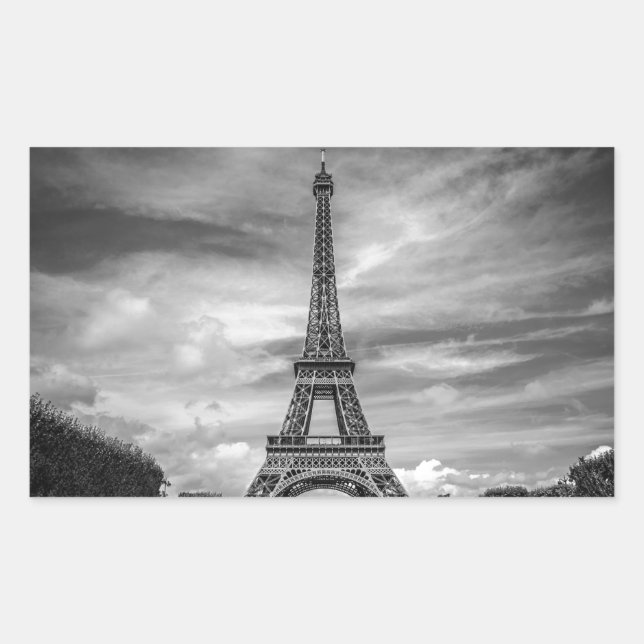 Black & White Eiffel Tower Paris France Sticker (Front)