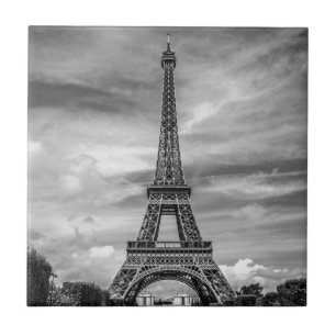 Black & White Eiffel Tower Paris France Tile