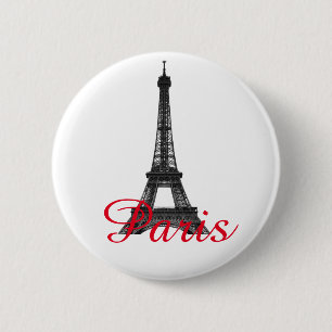 Black White Eiffel Tower Paris Love City Travel 2 Inch Round Button