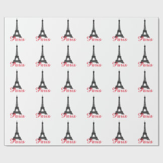 Black White Eiffel Tower Paris Love City Travel Wrapping Paper