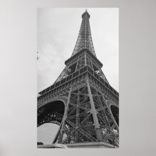 Black White Eiffel Tower Paris Poster