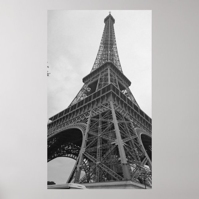 Black White Eiffel Tower Paris Poster (Front)