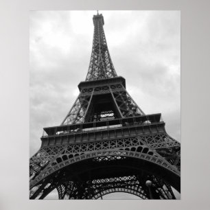 Black & White Eiffel Tower Paris Poster