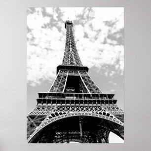 Black White Eiffel Tower Paris Travel Poster