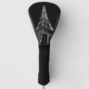 Black White Eiffel Tower Paris Travel Vintage  Golf Head Cover
