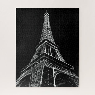 Black White Eiffel Tower Paris Travel Vintage  Jigsaw Puzzle