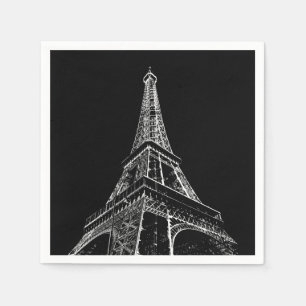 Black White Eiffel Tower Paris Travel Vintage  Napkin