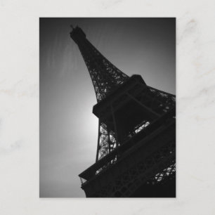 Black White Eiffel Tower Silhouette in Paris Postcard