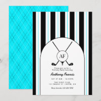Black, White & Electric Blue Monogram Preppy Golf