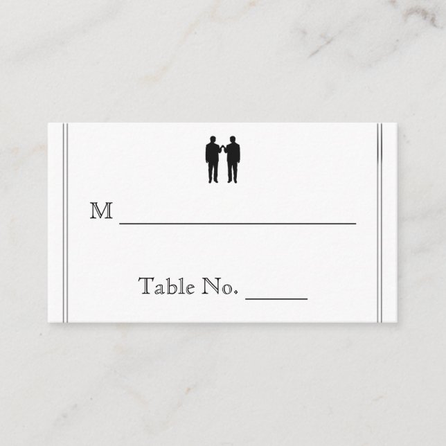 Black White Elegance Groom Mariage Place Cartes (Devant)