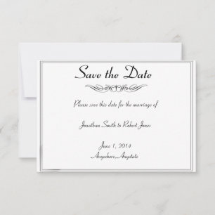 Black White Elegance Groom Wedding Save the Date