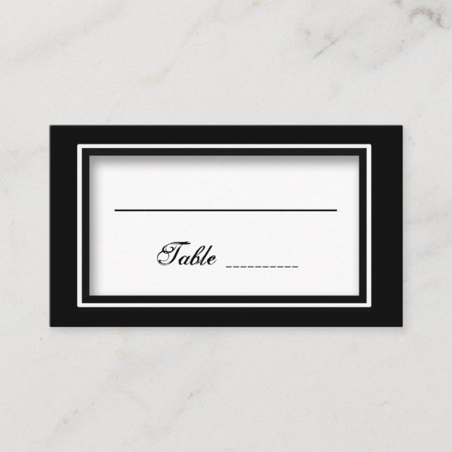 BLACK & WHITE ELEGANCE - TABLE PLACEMENT CARDS (Front)