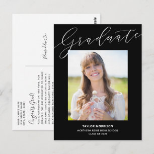 Black & White Elegant 2022 Photo Graduation Party Postcard