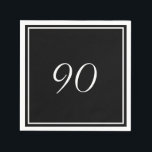 Black White Elegant 90th Birthday Napkin<br><div class="desc">An elegant black and white design with an age on the front of the custom napkin.
Easily change the age for your own custom design.</div>