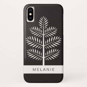Black White Elegant Botanical Tropical Branch Case-Mate iPhone Case