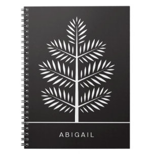 Black White Elegant Botanical Tropical Branch Notebook