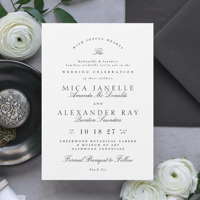 Black White Elegant Calligraphy Formal The Wedding Invitation (Creator Uploaded)