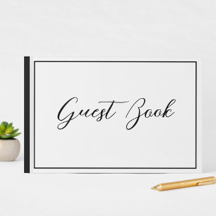 Black White Elegant Calligraphy Script   Guest Book