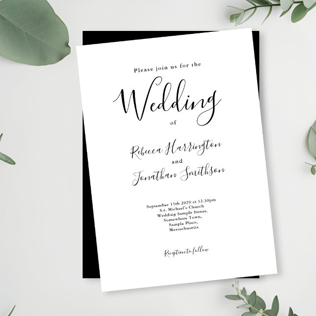 Black White Elegant Classic Modern Minimal Wedding Invitation (Creator Uploaded)