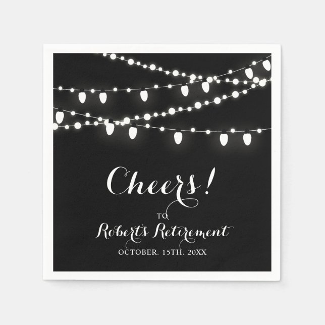 Black & White | Elegant Classic Retirement Party Napkin (Front)