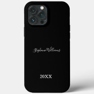 Black White Elegant Custom Name Year Gift Favour iPhone 13 Pro Max Case