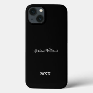 Black White Elegant Custom Name Year Gift Favour iPhone 13 Case