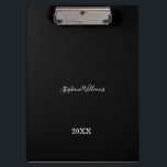 Black White Elegant Custom Name Year Gift Favour  Clipboard<br><div class="desc">Designed with classy,  elegant black and white background and text templates for name!</div>