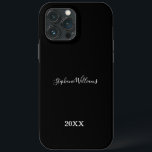 Black White Elegant Custom Name Year Gift Favour iPhone 13 Pro Max Case<br><div class="desc">Designed with classy,  elegant black and white background and text templates for name!</div>
