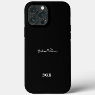 Black White Elegant Custom Name Year Gift Favour iPhone 13 Pro Max Case