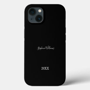Black White Elegant Custom Name Year Gift Favour iPhone 13 Case