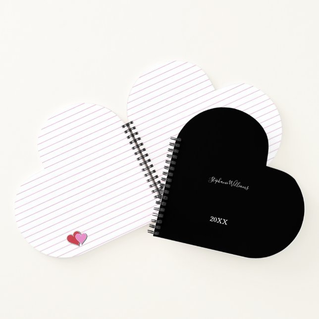 Black White Elegant Custom Name Year Gift Favour Notebook (Inside)