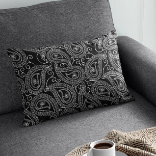 Black & White Elegant Damask Floral Pattern Accent Pillow