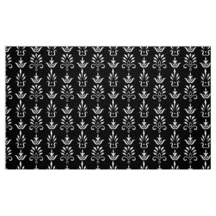 Black white elegant damask pattern fabric
