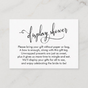 Black & White Elegant Display Bridal Shower Tag Enclosure Card
