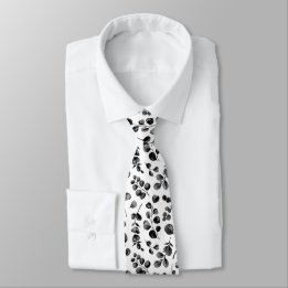 Black White Elegant Eucalyptus Leaves Formal Men's Tie
