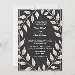 Black & White Elegant Flower Wedding Invitation