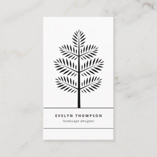 Black White Elegant Landscaping Botanical Branch Business Card