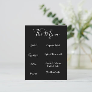 Black & White Elegant Menu Minimalist Postcard