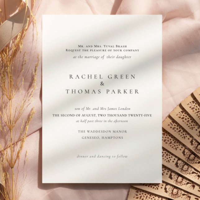 Black & White Elegant Minimalist  Formal  Wedding  Invitation (Creator Uploaded)