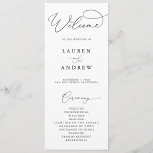 Black & White Elegant Minimalist Wedding Program