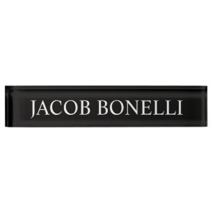 Black White Elegant Modern Business Nameplate