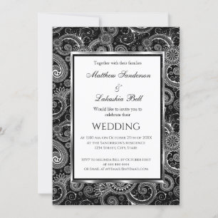 Black White Elegant Modern Wedding  Invitation