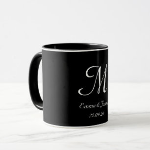 Black & White Elegant Monogram Initial Name Mug