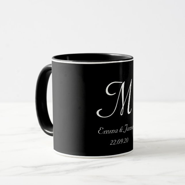 Black & White Elegant Monogram Initial Name  Mug (Front Left)