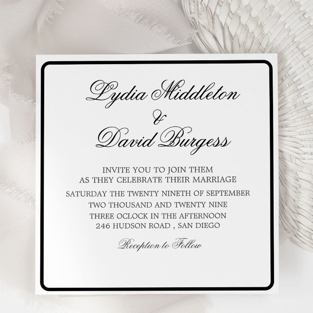 Black White Elegant Monogram Wedding Invitation (Creator Uploaded)