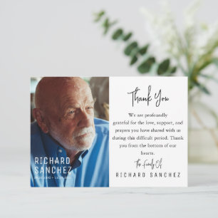 Black & WHITE Elegant Photo Funeral Thank You Card