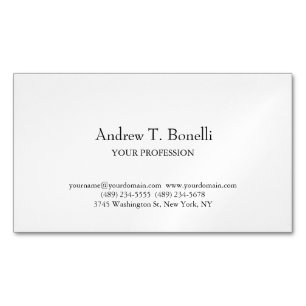 Black White Elegant Plain Simple Magnetic Business Card