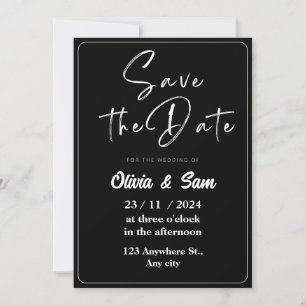 Black & White Elegant Save the Date Invitation