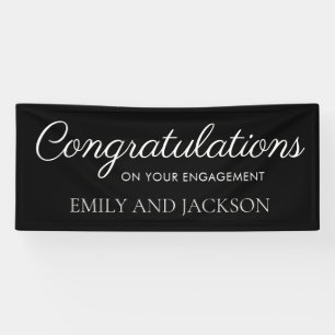 Black White Elegant Script Engagement Banner