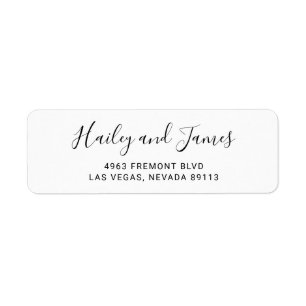Black White Elegant Script Mariage Adresse de reto